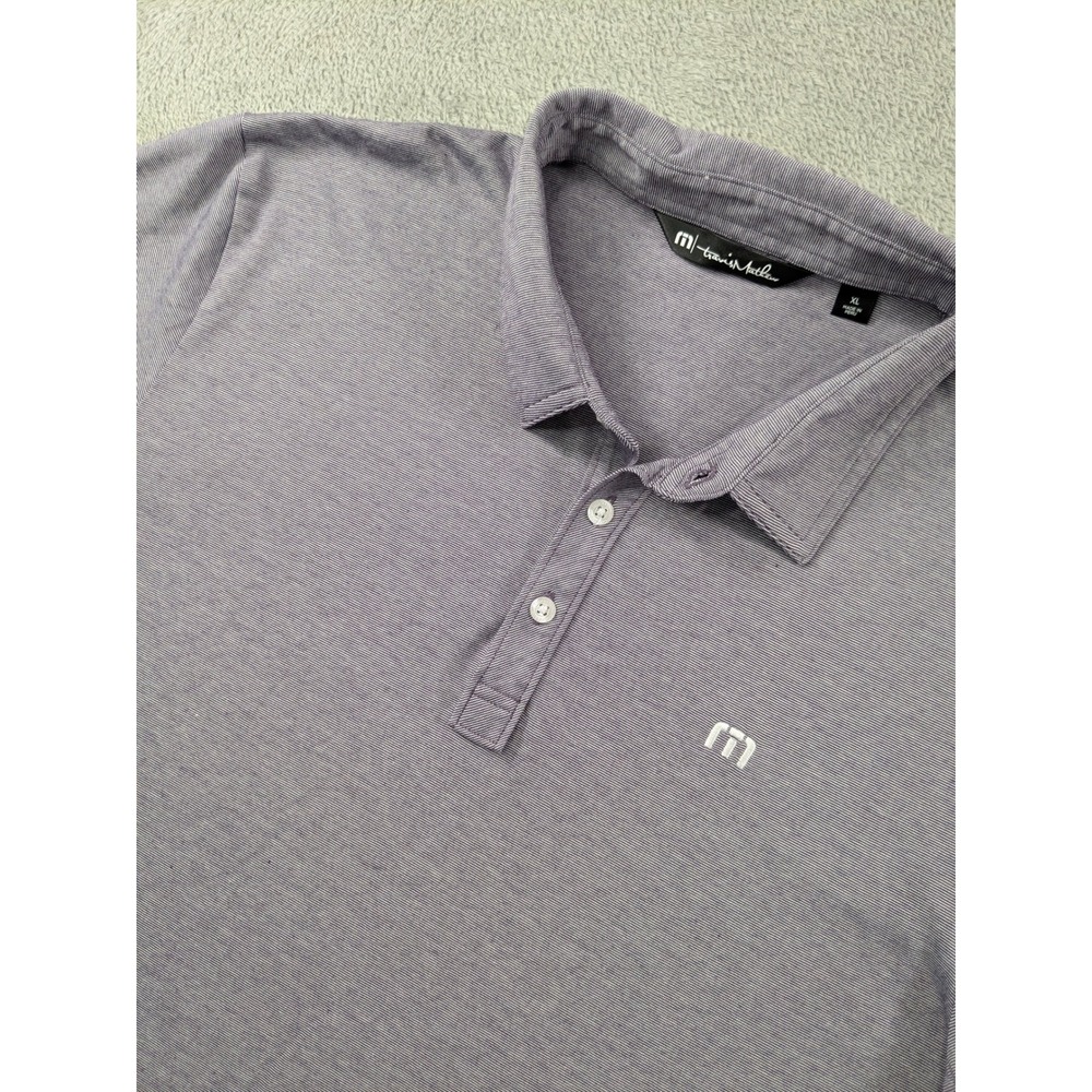TravisMathew Mens XL Purple Micro Stripe Pima Cotton Blend Polo Golf Shirt